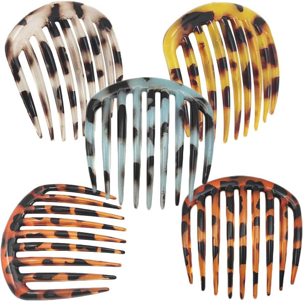 5 Pcs French Twist Comb Retro Celluloid Hair Comb 9 Teeth Non Slip Comb Clips Hair Styling Accessories for Women and Girls Multicolour