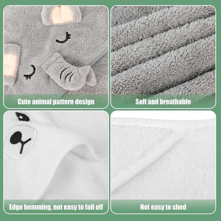 3 Pcs Hooded Baby Towels, Ultra Soft Newborn Towels with Hood, Cute Animal Design Absorbent Baby Bath Towels for Newborn Boys and Girls, 80X80Cm