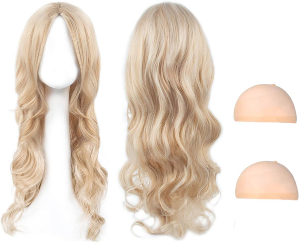 Long Blonde Wave Wigs - 27" Curly Hair Wig for Women'S Fancy Dress & Cosplay