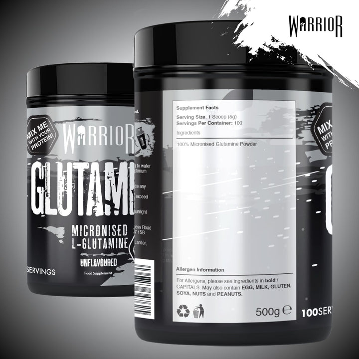 Glutamine 500G - Pure Micronised L-Glutamine Powder - Amino Acid - Muscle Growth & Recovery Supplement- Gut Health - Mix in Protein - Pre and Post Workout - 100 Servings (Unflavoured)