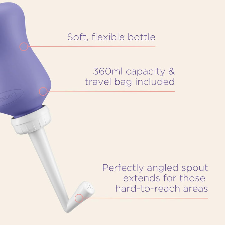Peri Bottle Postpartum + Travel Bag - 360 Ml - Portable Bidet with Angled Spout for Soothing Post-Birth Discomfort - Post Partum Essentials