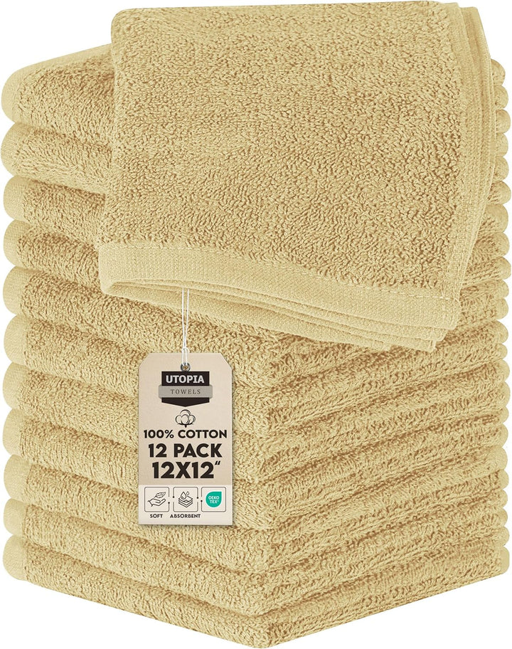 - Cotton Washcloths Set - 30 X 30 Cm, White - 100% Ring Spun Cotton, Premium Quality Flannel Face Cloths, Highly Absorbent and Soft Feel Fingertip Towels (24-Pack, White)