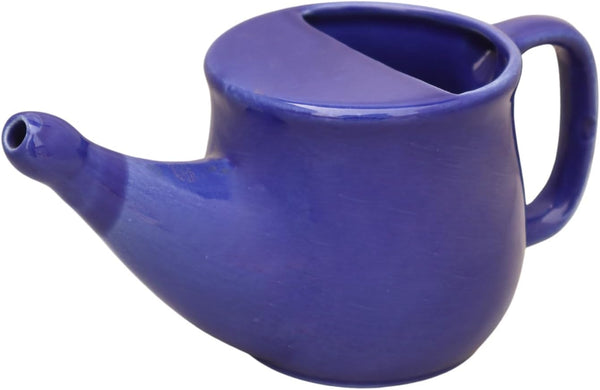Ancient Impex Ceramic Neti Pot 400 Ml (Blue) | Spill-Proof & Microwave Safe Nasal Cleaning Pot for Sinus, Allergy & Congestion Relief | Reusable & Eco-Friendly Jala Neti Pot