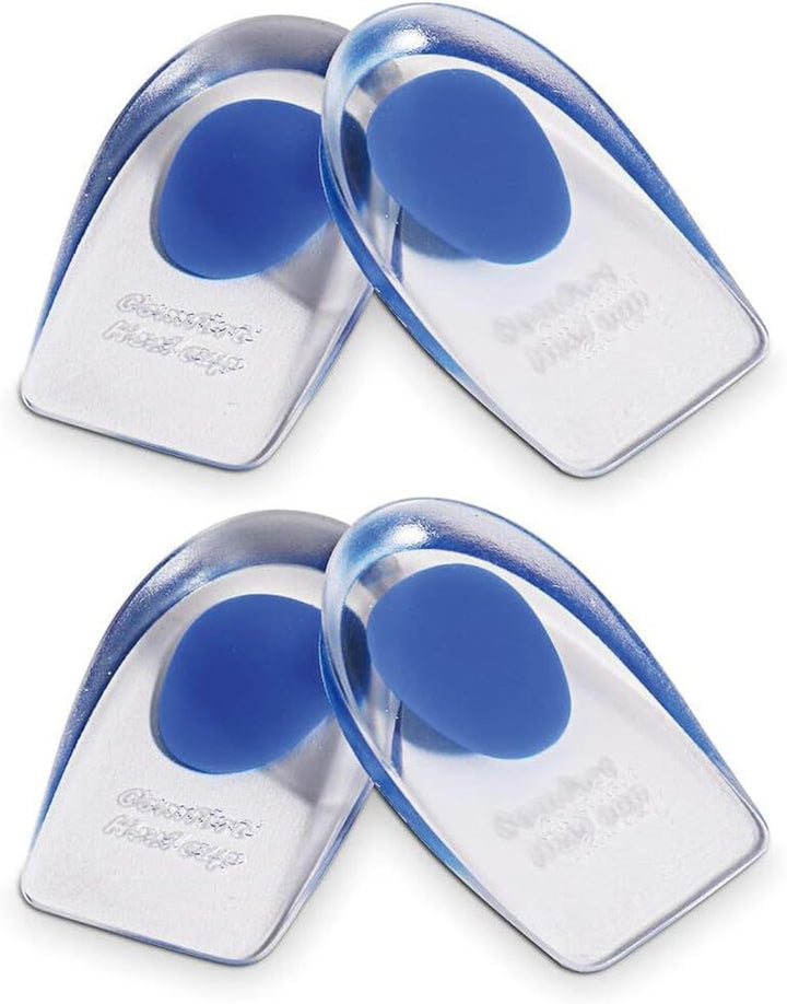 2 Pairs Gel Heel Cups, Silicone Heel Cup Pads for Plantar Fasciitis, Heel Spur & Achilles Pain, Gel Heel Cups and Cushions Absorbing Support (L)