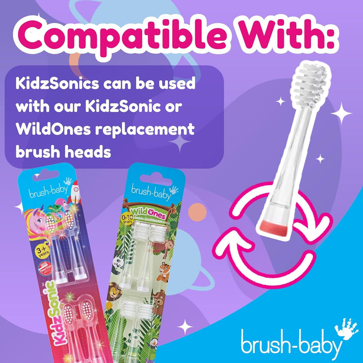 - Rocket Kidzsonic Kids Electric Toothbrush, 3+ Years - Deepclean Bristles, Suction Base - Fun Design with Flashing Disco Lights - 2 X Replacement Heads & 1 X AAA Battery