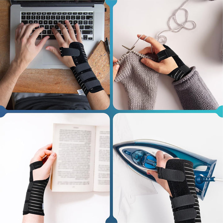 Breathable Wrist Support Brace Splint - Ideal for Carpal Tunnel, Sprains, and Tendonitis (Black, Medium, Right Hand)