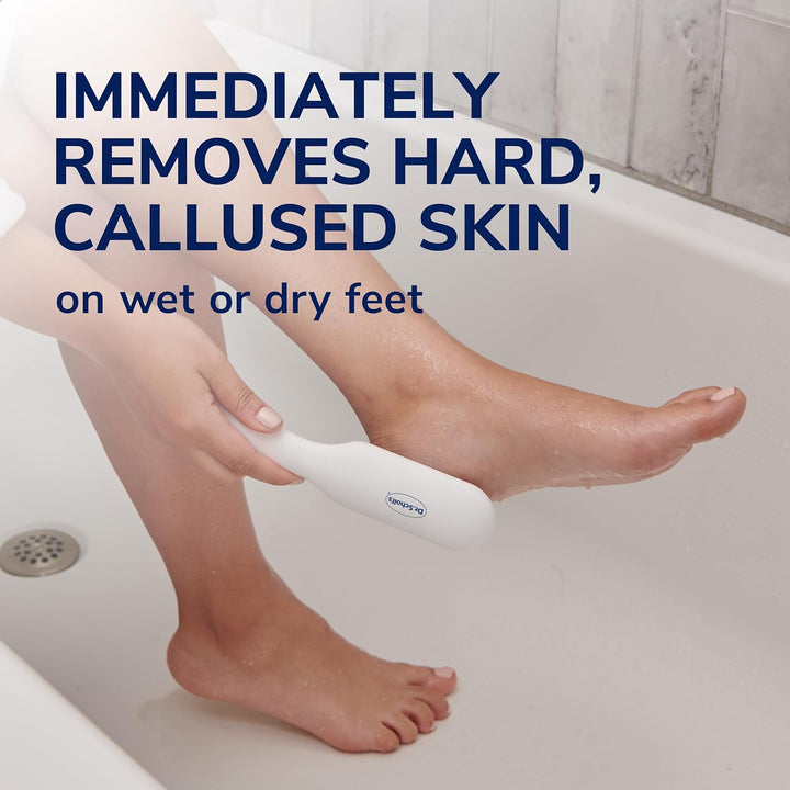 Dr. Scholl’S Nano Glass Foot File - Immediately Removes Hard Skin on Wet or Dry Feet, Waterproof & Rustproof, Gentle Dead Skin and Callus Remover, Pedicure Foot Scrubber for Shower, Soft-Grip Handle