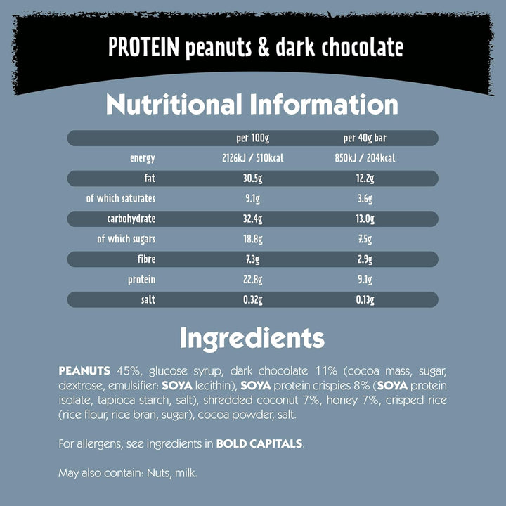 Fruit & Nut Bars Protein Peanuts & Dark Chocolate 20 X 40G