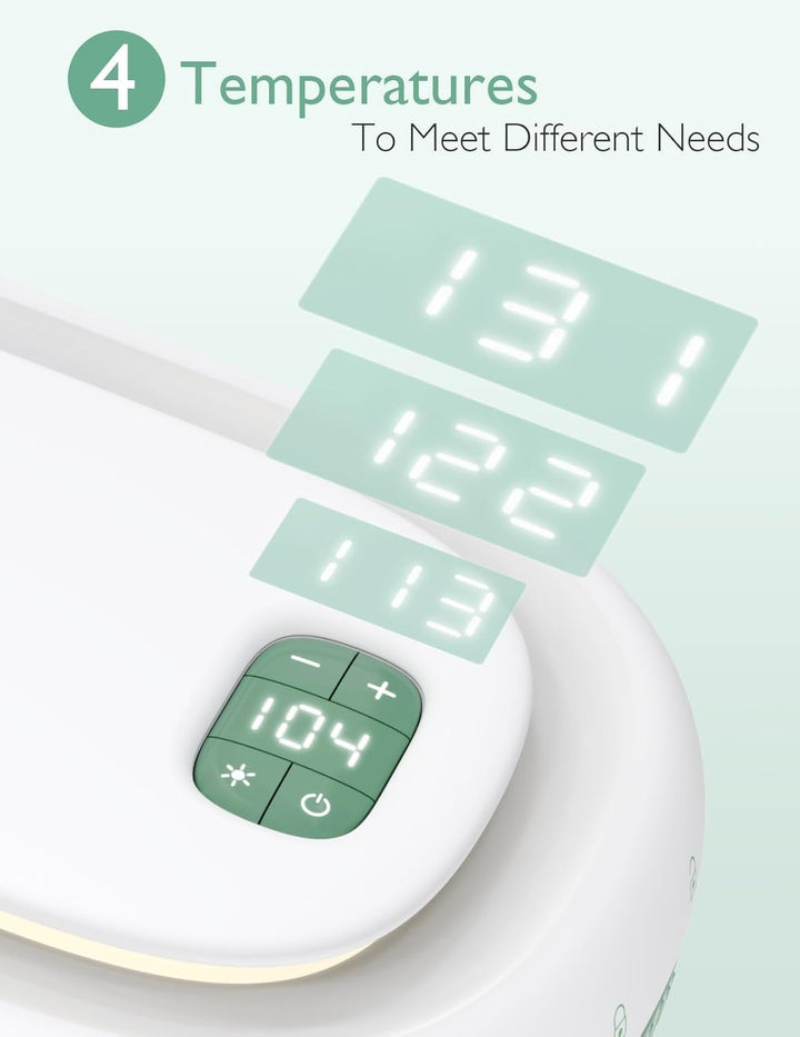 Baby Wipe Warmer, Innovative Spring Design, Large Capacity Wipes Dispenser, Fast and Even Heating, 4 Modes of Temperature Heating Control, Diaper Wipe Warmer with Night Light