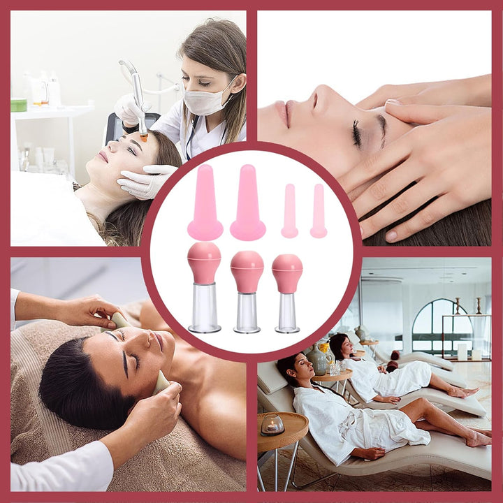 7 Pcs Facial Cupping Set for Face, Cupping Therapy Set for Face Neck Back Eyes Massage Vacuum Cans anti Massager for Facefor Body Facial Neck Eye Care