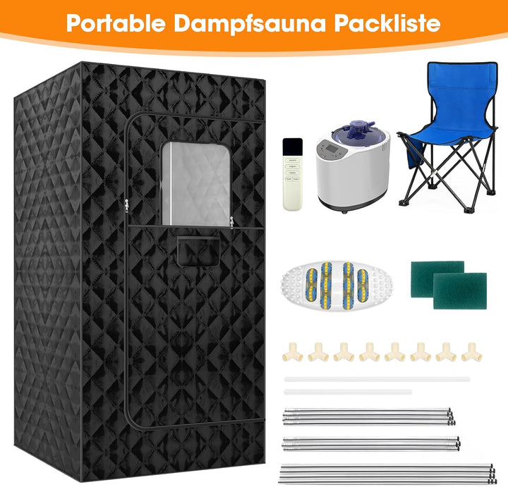 Portable Steam Sauna, Home Sauna with 3L 1200W Steamer, Remote Control, Personal Full Body Sauna Pod for Home, Gym, Garage