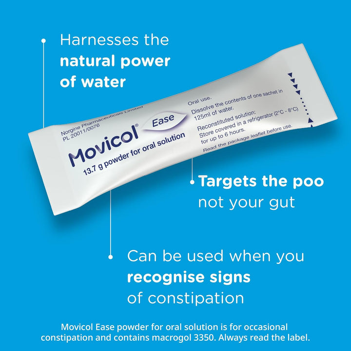 Ease Stick Sachets, Flavor Free, 20 Sachets, Constipation Relief for Adults, Laxatives, Relief, Hydrates, Softens & Help Restore Natural Bowel Movement