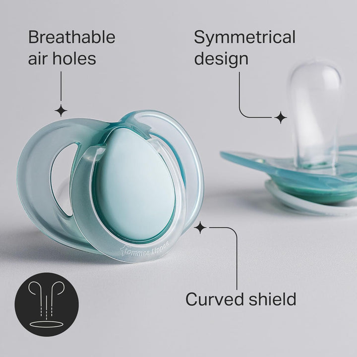 Nighttime Soothers, 6-18M, 6 Pack, Glow in the Dark, Varied Colours and Designs, Symmetrical Orthodontic Dummy, Bpa-Free Silicone Teat