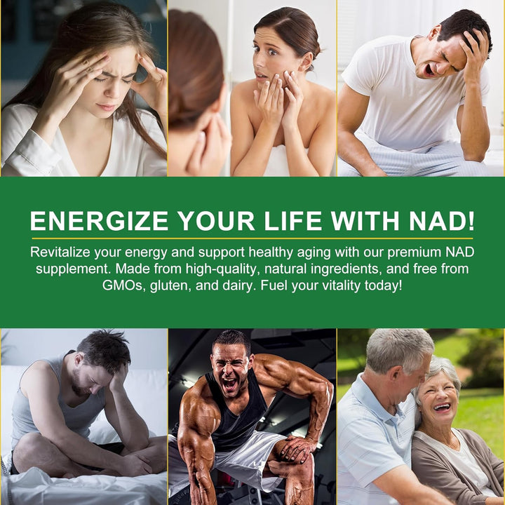 Liposomal NAD+ Supplement with Trans Resveratrol, NAD Nicotinamide Riboside Resveratrol 900Mg Supplement for Anti-Aging, Energy, Focus - Gluten-Free, Non-Gmo- 80 Capsules