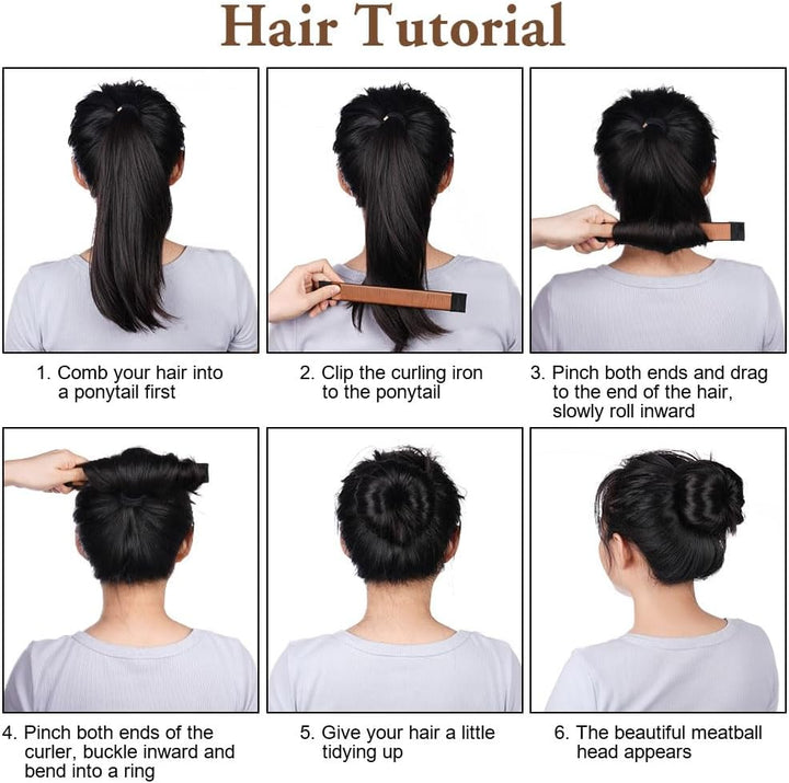 Hair Bun Shaper, 2Pcs Easy Donut Bun Maker for Hair, French Twist Fold Wrap Snap Band for Making DIY Hair Styles, Ballet Hair Deft Bun Hair Styling Accessories for Girls Women