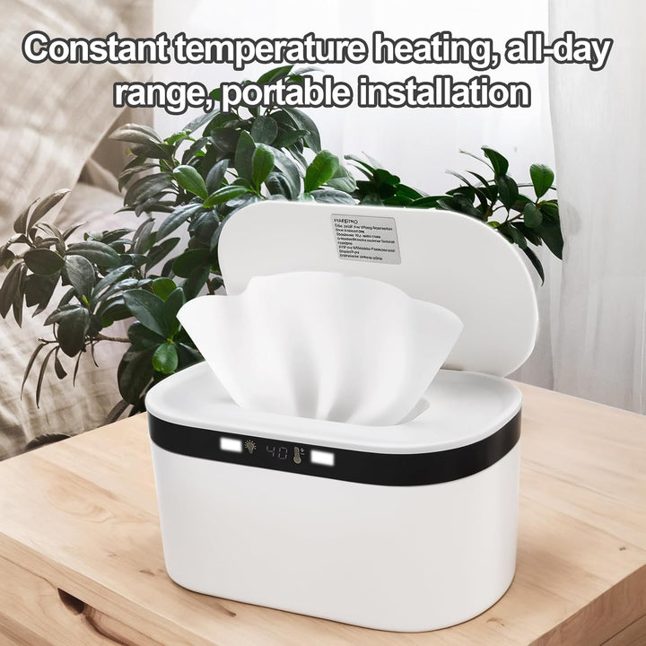 Baby Wipes Warmer,  Wet Wipe Warmer for Babies, Wet Wipes Dispenser Box with Night Light, Fast & Even Heating, 5 Levels of Temperature Adjustment, Temperature Display for Home Car Large Capacity