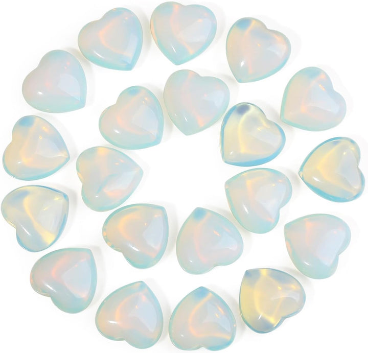 20PCS Heart Healing Crystals Gifts Gemstones Set Bulk Quartz Love Gem Stones Wholesale Polished Pocket Chakra Reiki Spiritual Wellbeing Stocking Filler Mini Small Gift for Women