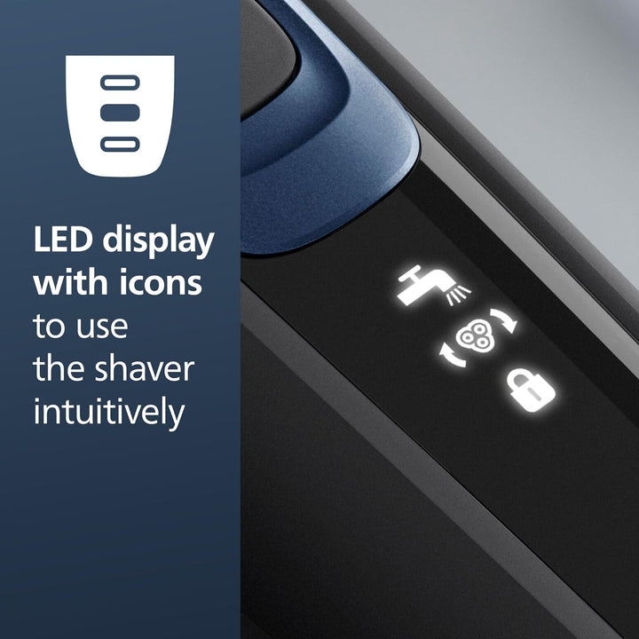 Shaver Series 5000 - Wet & Dry Electric Men'S Shaver in Metallic Blue with Precision Trimmer and Soft Pouch Travel Case (Model S5465/18)