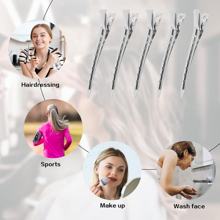 36 X Hair Clips for Styling, 3.5" Duck Bill Clips, Pin Curl Metal Sectioning Rollers, Long Roller Styling Alligator Hairdressing