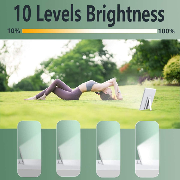 Sun Lamp 10000 Lux LED Energy Therapy White Warm Light with 7 Timer and 10 Adjustable Brightness and with Memory Function and 2 Flexible Placement. (White)