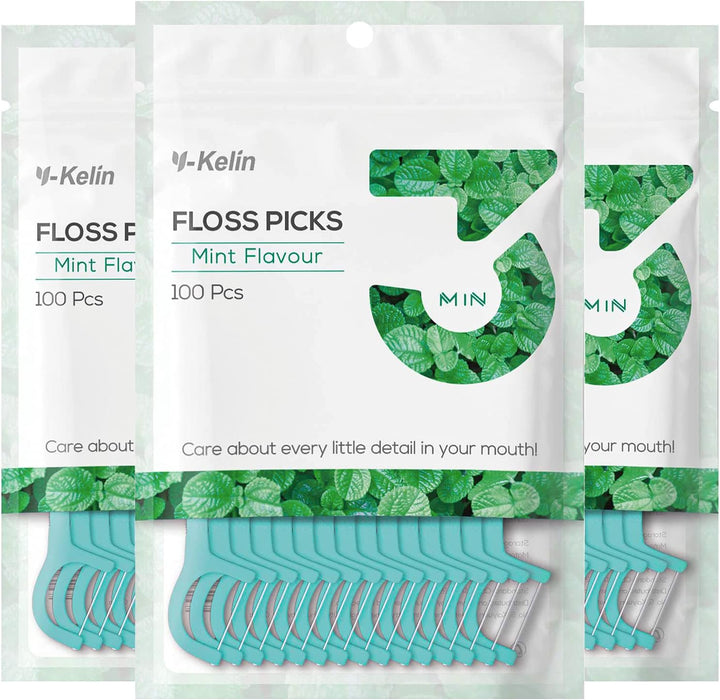 Dental Floss-100 Pcs Dental Floss Toothpick,Teeth Stick,Tooth Picks,Floss Picks,Teeth Cleaning (Mint, 100 Pcs) (100 Count (Pack of 1), Mint)