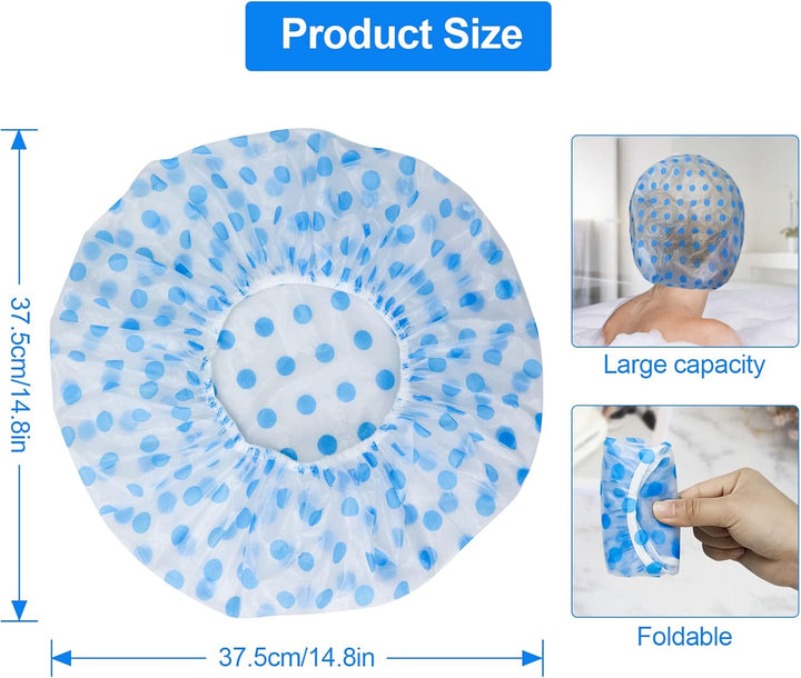 4PCS Shower Cap, Waterproof Shower Caps for Women Long Hair, Reusable Bath Cap with Elastic Band for Spa Salon Hotel
