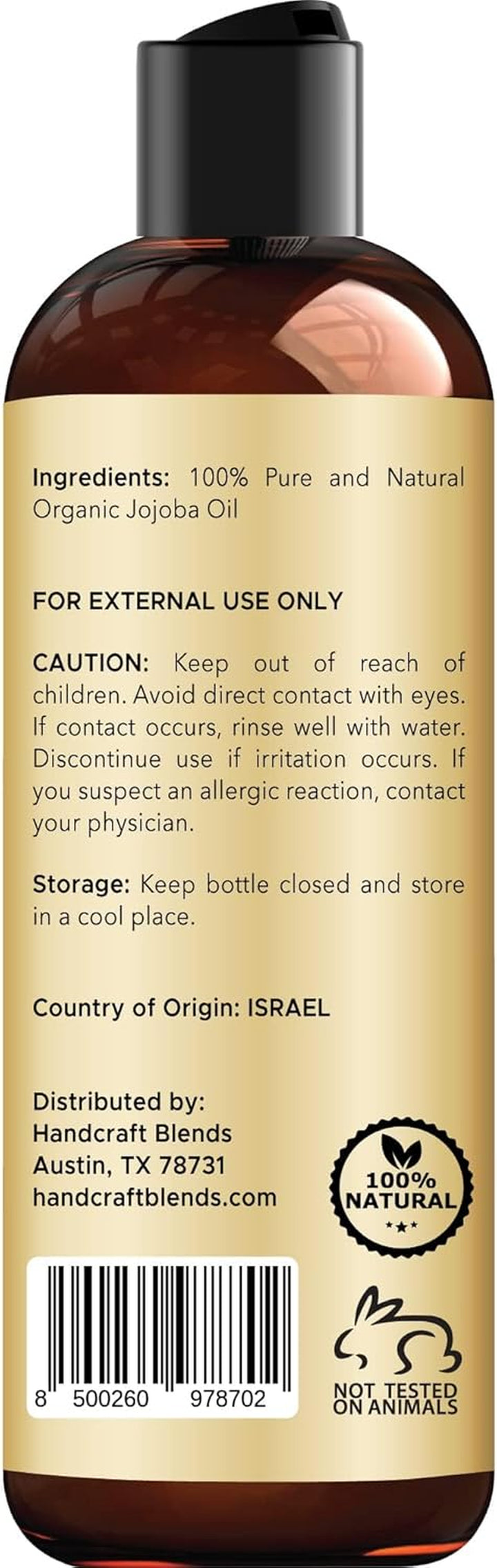 USDA Organic Jojoba Oil - Cold-Pressed 236 Ml - 100% Pure and Natural - Premium Grade Carrier Oil for Skin and Hair - Hair and Body - Massage - Hexane-Free