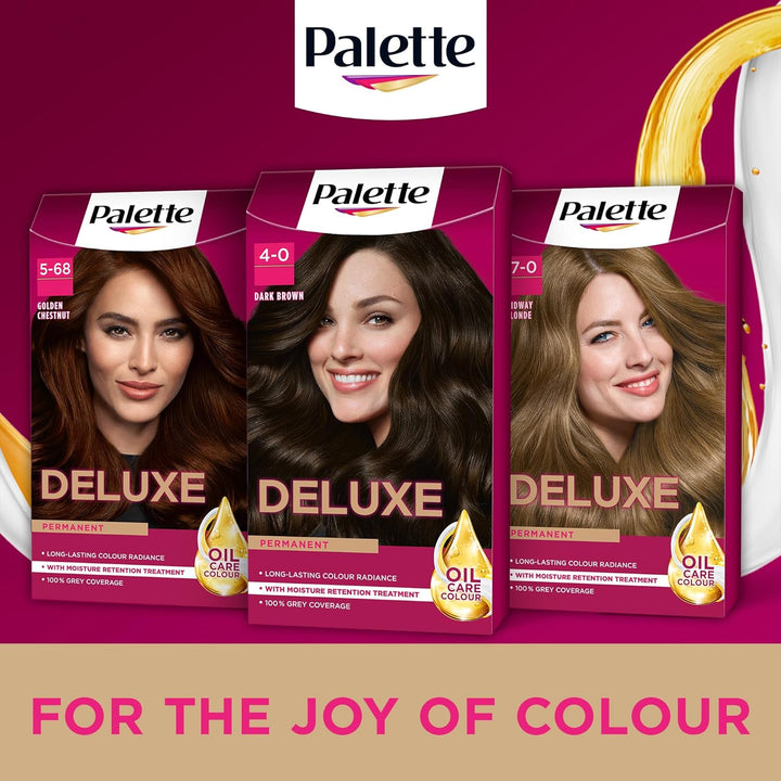 Deluxe Creme Colouration 4-0 Dark Brown Hair Dye, Permanent Hair Dye, Long-Lasting Hair Colouring with Moisture Retention Treatment and 100% Grey Coverage
