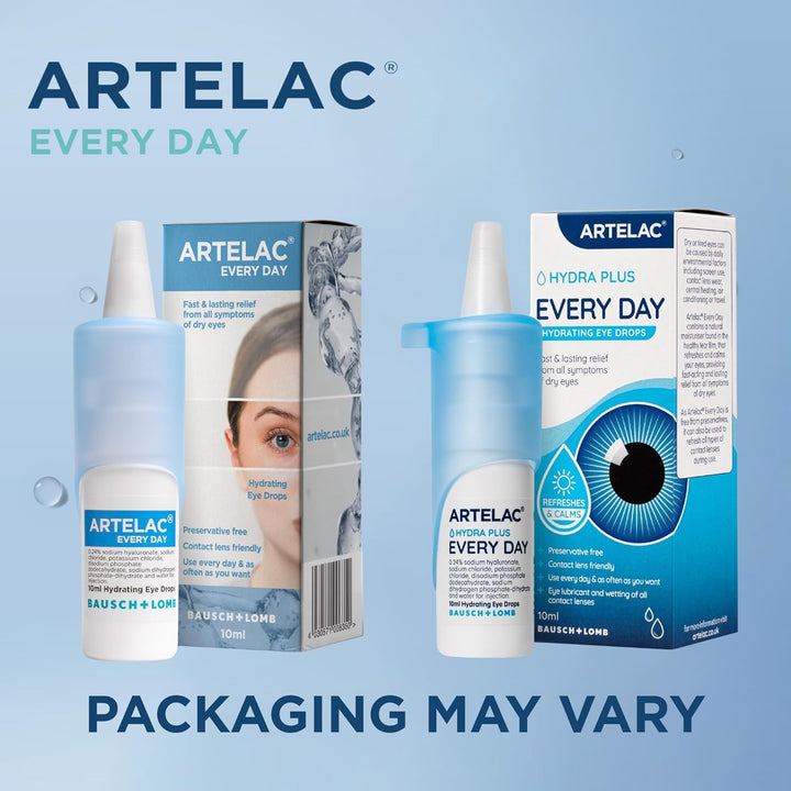 Eye Drops for Dry Eye, Every Day, Preservative Free Dry Eyes Treatment, Contact Lens Friendly, Relieves Symptoms of Tired, Stressed & Teary Eyes with Hydrating Action, Artificial Tears, 10Ml