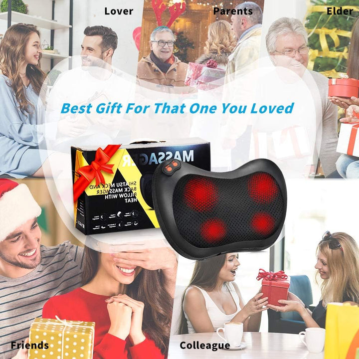 Back Neck Massager,Shiatsu Massage Pillow with Heat, Deep Tissue Kneading Massagers for Shoulder, Legs, Electric Back Massager for Home & Car