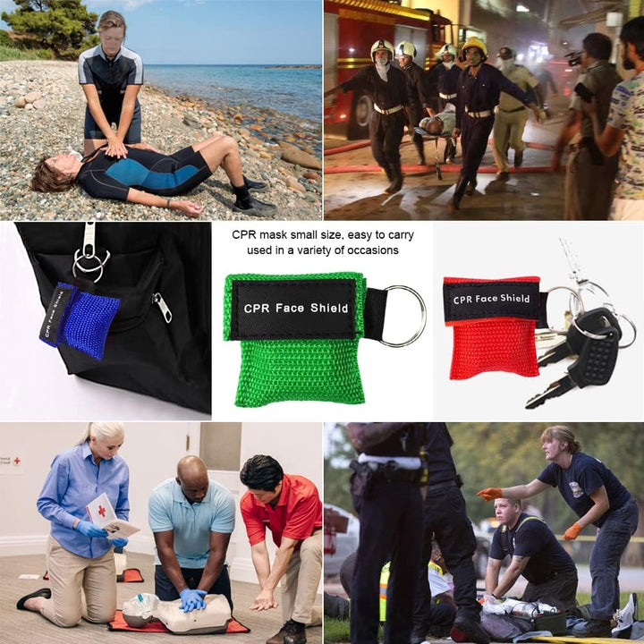 CPR Face Shield Mask, Keychain Mask Disposable Emergency Kit CPR Face Shields Pocket Mask for First Aid Cardiac Resuscitation Training