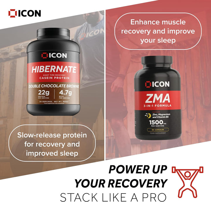 Hibernate Micellar Casein Protein - Double Choc Brownie, Slow-Release Nighttime Recovery Formula, 24G Protein, 100% Grass-Fed Casein, Low Sweetener – 900G, 30 Servings Casein protein, Slow-digesting protein, Protein supplement, Protein powder, Muscle reco