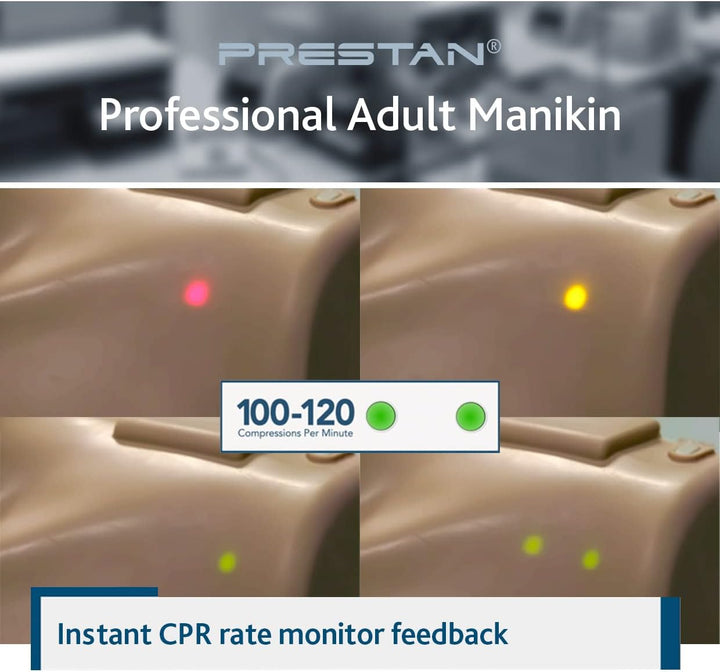 Lightweight Professional Adult CPR/AED Training Manikin with CPR Monitor - Real Life Training & Visual Feedback for Training Students - Includes 10 Lung Bags