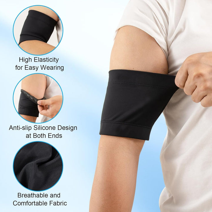 2PCS Diabetic Sensor Armband Black Diabetes Arm Band for Insulin Pod Monitoring Systems Diabetes Arm Band Protects Insulin Pod Upgraded Diabetes Sensor Cover Blood Glucose Support Armband (XS)