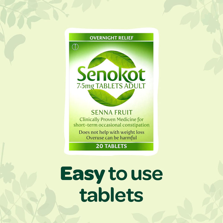 7.5Mg 20 Tablets - Natural Senna Fruit Laxative for Constipation Relief, Effective Overnight