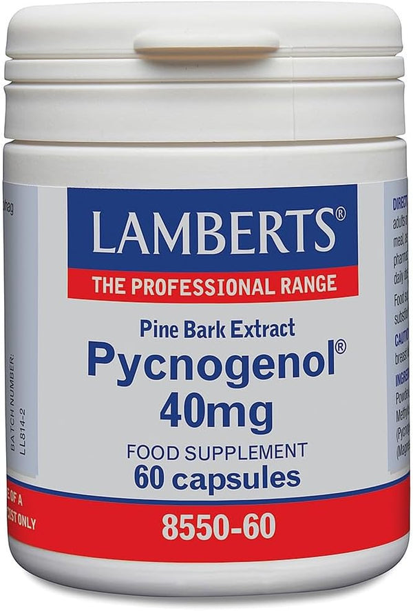 Pycnogenol 40Mg – Premium Maritime Pine Bark Extract – Standardised for Quality – 60 Vegan Capsules