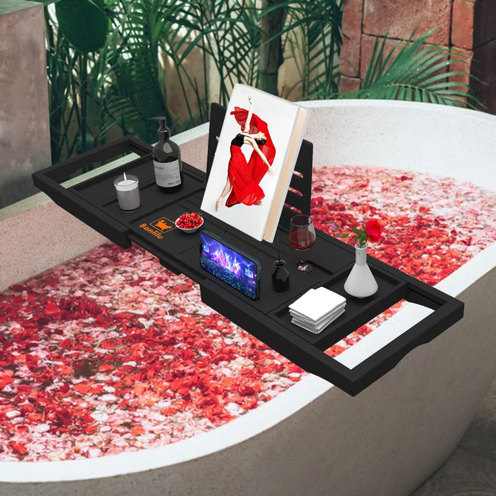 Premium Bathtub Tray Caddy - Expandable Bath Tray - Adjustable Bathroom Tray for Tub - Luxury Bath Caddy Tub Table - Unique House Warming Gifts New Home