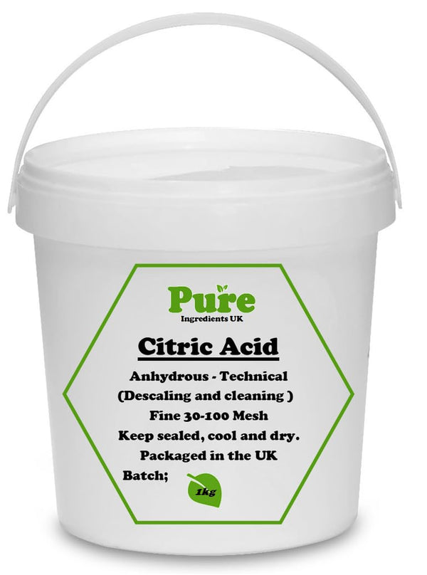 1KG Resealable- Citric Acid Anhydrous, Technical Grade 30-100