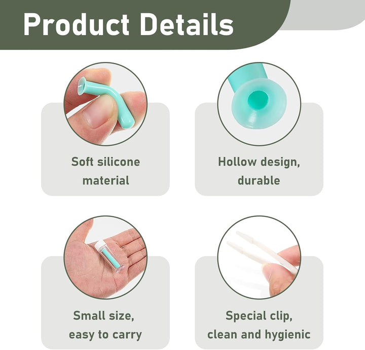 6 Pack Silicone Contact Lens Inserter, Contact Lens Remover with 2 White Tweezers, Hygienic Suction Holder for Soft and Hard Lenses Ideal for Travel and Daily Use Lightweight and Portable Design Green