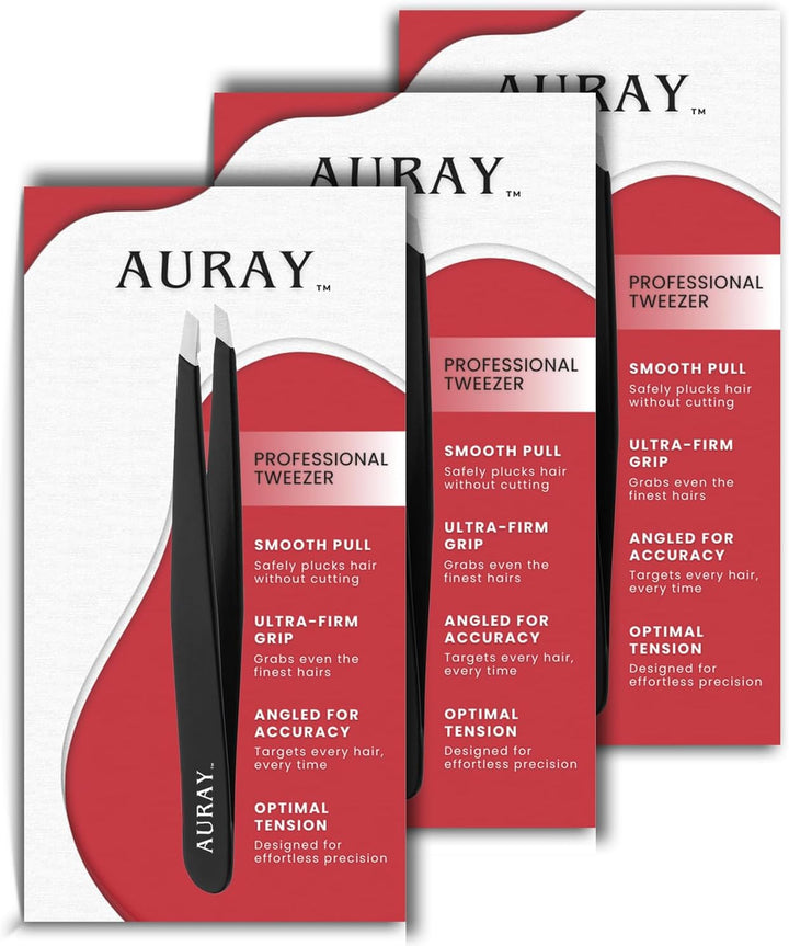 Eyebrow Tweezers Women Facial Hair, Stainless Steel Facial Hair Removal Precision Tweezer for Men & Women in Black, Slanted Tip Eyebrow Plucker for Easy Plucking, Professional Tweezers by