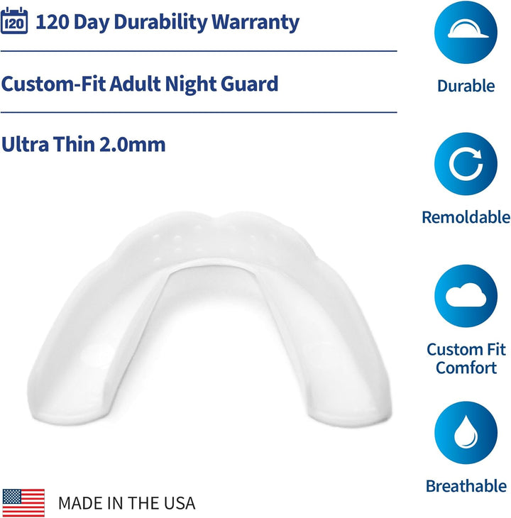 1.6Mm Mouth Guard for Clenching and Grinding Teeth at Night, Custom-Fit Sleep Night Guard with Case (3DN-CASE-E)