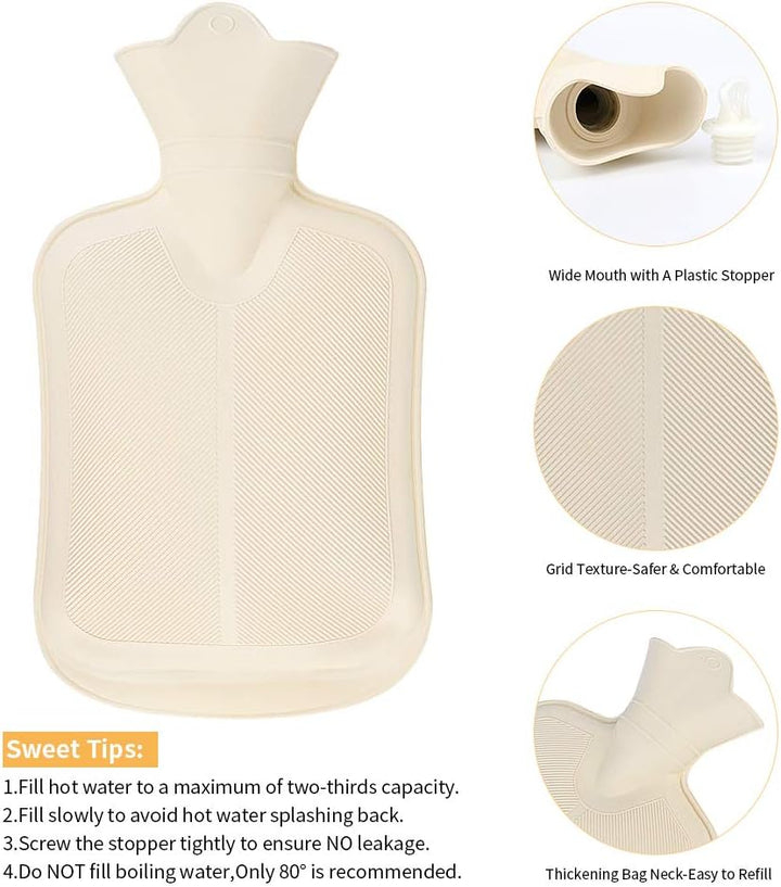 Hot Water Bottle with Cover,Removeable & Washable Soft Unicorn Bottle Cover,Natural Rubber 1 L (Yellow)