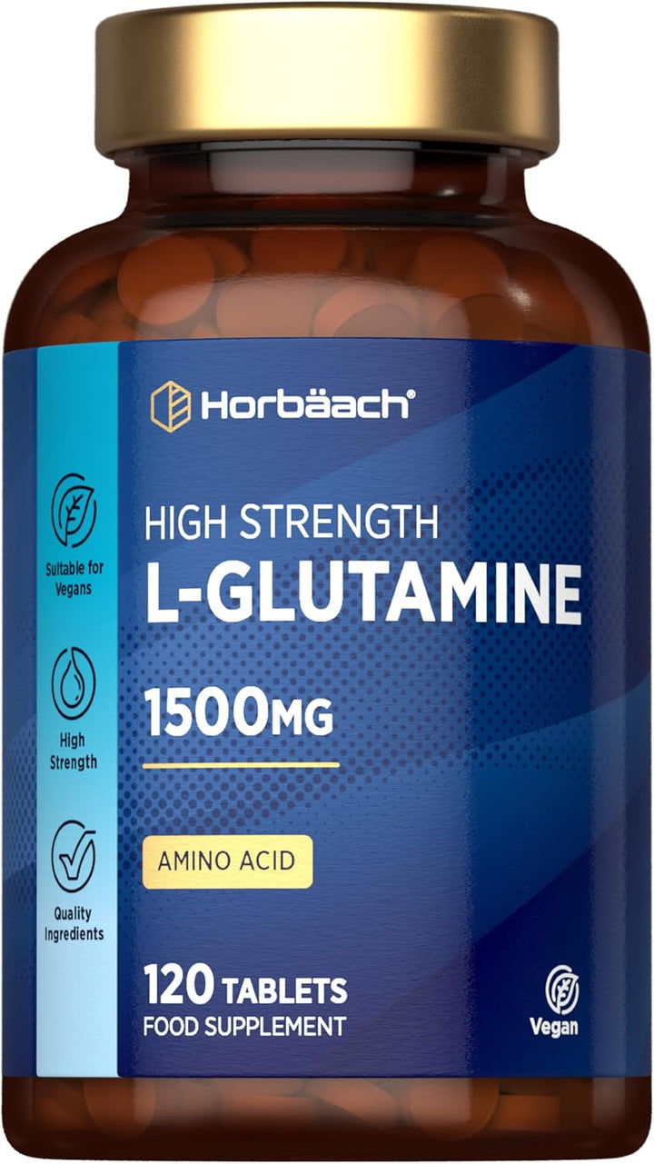 L-Glutamine 1500Mg Tablets | 120 Count | High Strength Amino Acid | Suitable for Vegans and Vegetarians | by