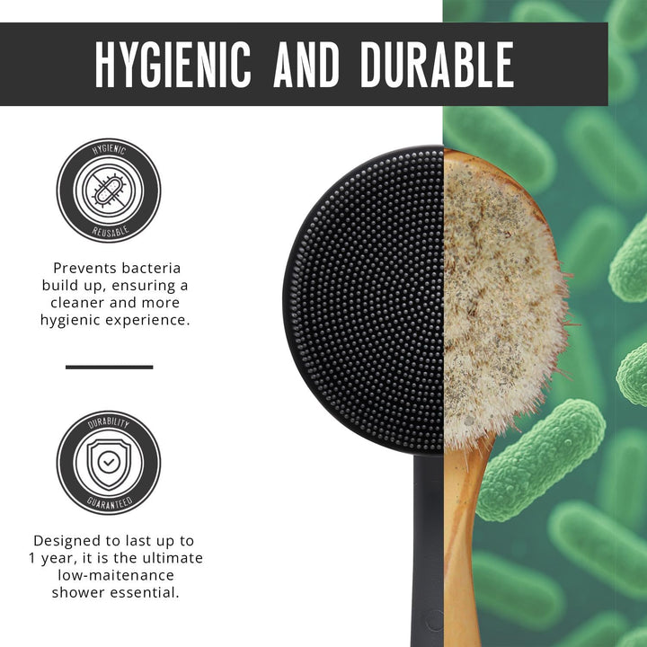 ® Silicone Back Scrubber – Premium Exfoliating Shower Brush, Long Handle Back Scrubber, Deep Clean Body Brush & Durable Back Washer for Men & Women