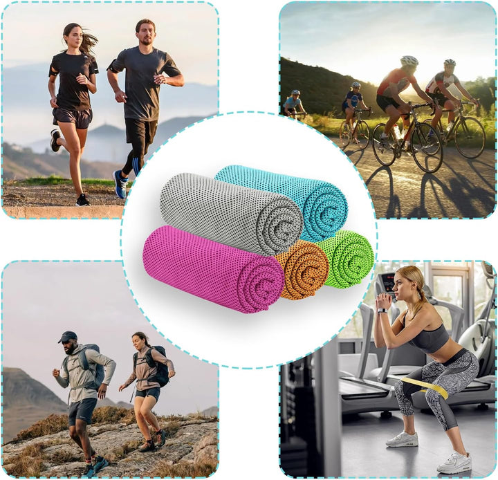 Cooling Towels for Neck and Face, 5PCS Cool Cold Towel, Soft Breathable Sweat Towel for Sports Gym Yoga Workout Running Camping(30X90Cm)