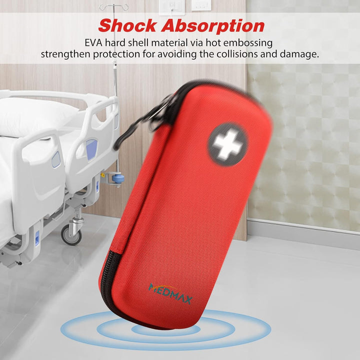 Epipen Medical Carrying Case, Hard Shell EVA Shock Absorption Travel Medication Organizer Bag Emergency Medical Pouch Holds 2 Epipens, Asthma Inhaler, Auvi-Q, Allergy Supplies, (*Red)