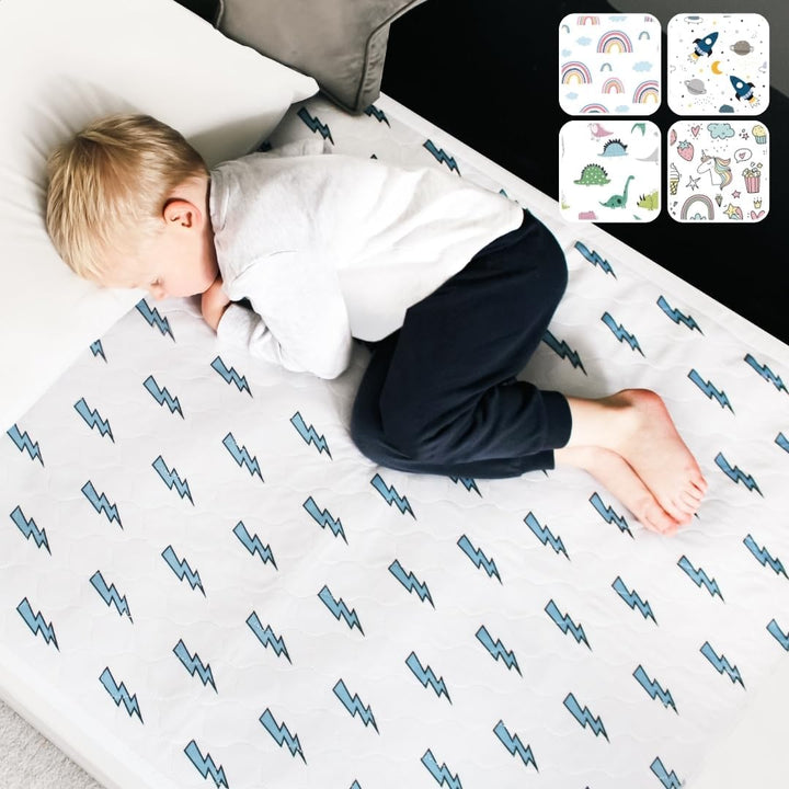 Hygge Sheets® Potty Training Bed Pads | 100% Waterproof | Bed Wetting Sheets for Single and Toddler Beds | Non Slip, Easy to Change at Night | Includes Free Children'S E-Book | UK Brand | Dinosaur