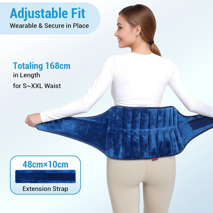 9X47Inch Microwavable Heating Pad for Back Pain Relief and Cramps, 2.5LB Microwave Wheat Bag Wearables Moist Heat Therapy Gifts for Sciatica, Waist, Stomach, Hip, Muscle Aches, Warm Compress