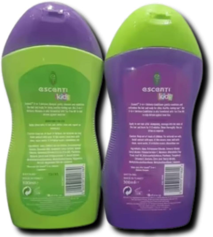 Escenti Kids 3-In-1 Head Lice Prevention Bundle – Natural Lice Defence Shampoo (300Ml), Conditioner (300Ml) &  Nit Comb for Daily Headlice Protection