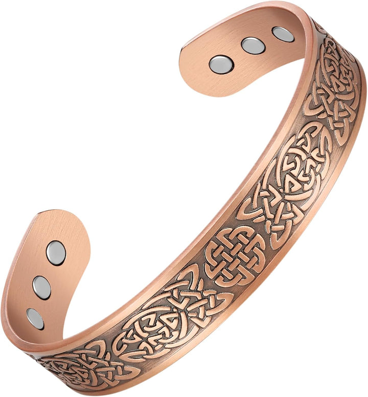 Copper Magnetic Bracelets for Men Women,100% Solid Copper Magnetic Cuff Bangle with Powerful Magnets(Each 3500 Gauss), Brazaletes with Jewelry Gift Box